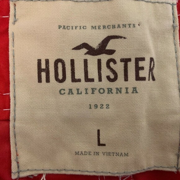 Hollister Cali Side Stripe Board Shorts Men Large Red Zip Pocket Tie Waist - Picture 4 of 6